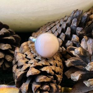 Pink Opal Size 7 Sterling Silver .925 Ring Boho Jewelry Round unique handmade